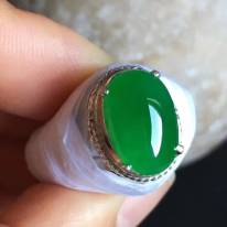 老坑冰种正阳绿色 翡翠戒指13-9-4.8mm