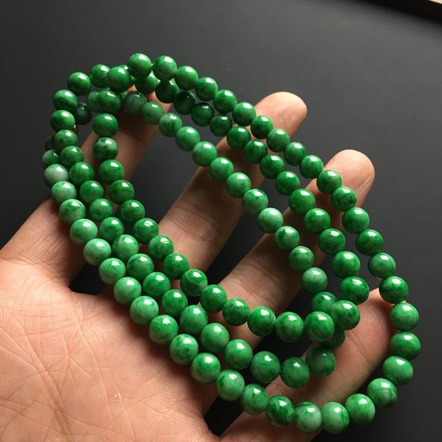 满绿翡翠佛珠项链 佛珠直径7毫米图7