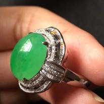 14.5*11.5*6寸冰種陽綠 緬甸天然翡翠戒指
