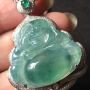 放光高冰饱满纯美蓝水 翡翠吊坠 裸石26.5:24.5:8mm