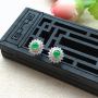 满绿蛋面翡翠耳钉3.5*3.3