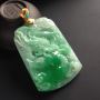 糯冰种阳绿龙牌翡翠挂件 尺寸57-40.5-9毫米