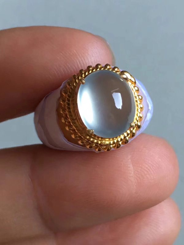老坑玻璃种起荧光 缅甸天然翡翠戒指10.4-9-5mm图4