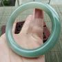糯种飘绿A货翡翠手镯 圆条手镯58.3mm