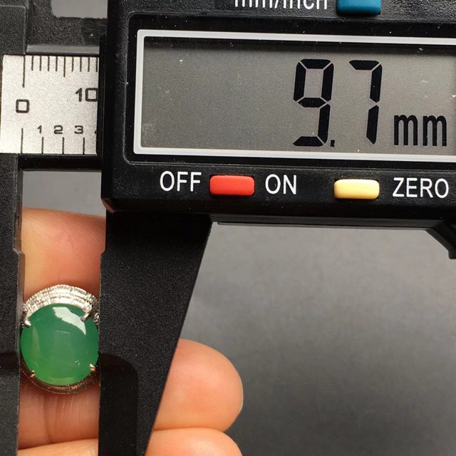 10.2*9.7*4mm冰种满绿 缅甸天然翡翠戒指图7