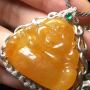冰糯种黄翡 满黄翡翠大佛吊坠 裸石30.6:26:5.5mm整体38:37:10mm