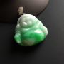 带色佛公 翡翠吊坠 银扣 尺寸26-28-10毫米