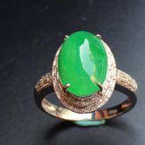 12.4*8.5*4mm冰种阳绿 缅甸天然翡翠戒指