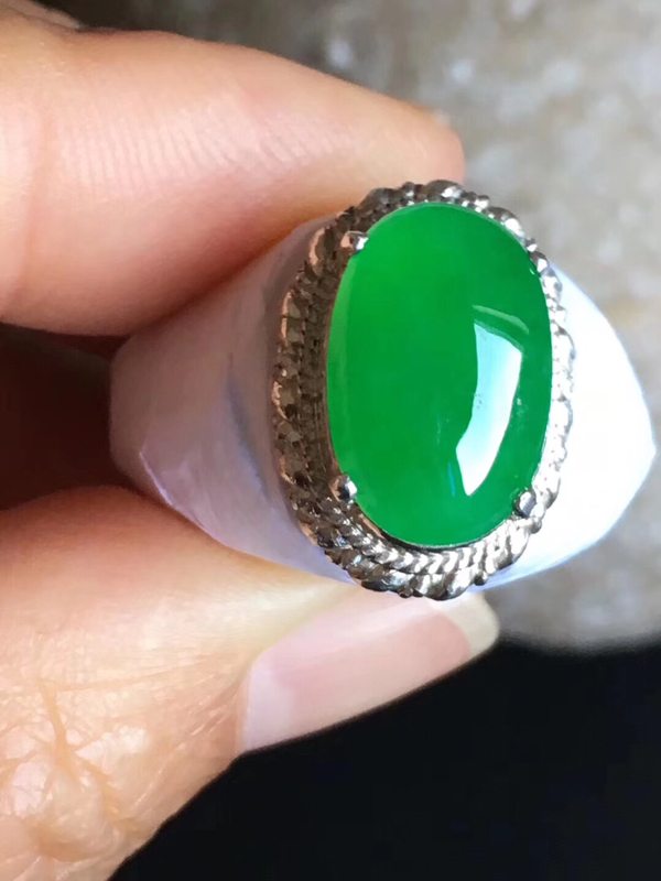 老坑冰种正阳绿色 翡翠戒指14-9.2-4.5mm图7