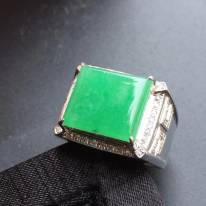 12.9*13.9*4mm冰種陽綠 緬甸天然翡翠戒指