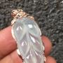 完美冰叶 翡翠挂件 玉质细腻 干净 种头水足