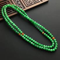 阳绿天然翡翠佛珠项链 直径6毫米