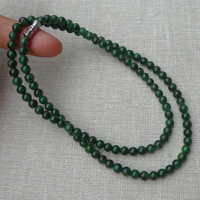 老坑精雕辣绿5.5mm圆珠项链 规格5.5mm图6