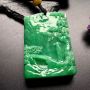 冰种满绿 心桥翡翠吊坠 尺寸: 55-36.5-10mm