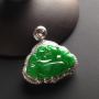 糯冰种阳绿翡翠 翡翠吊坠 裸石尺寸16-23-3毫米