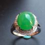 冰种满绿 缅甸天然翡翠戒指大小11*9.6*7mm