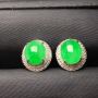冰种阳绿 翡翠耳钉大小8.8*7.6*4mm