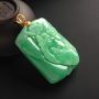 糯冰种绿底松柏之寿翡翠吊坠  18K金扣 尺寸46-32-10毫米