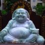 翡翠A货 精美春带彩大尊笑佛摆件