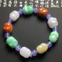 糯种多彩招财猪翡翠手串