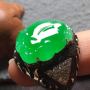 冰阳绿金蟾 缅甸天然翡翠戒指