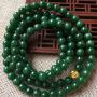 翡翠A货 冰糯种满绿圆珠翡翠项链