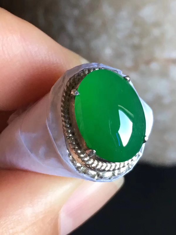 老坑冰种正阳绿色 翡翠戒指11.8-8.7-4.5mm图3