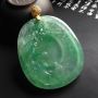 冰种绿底淡泊人生翡翠吊坠  尺寸52-45-5.5毫米