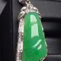 阳绿节节高升吊坠翡翠吊坠 真金真钻镶嵌完美