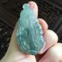 冰糯种飘花百财聚来 翡翠吊坠 尺寸43*21*5