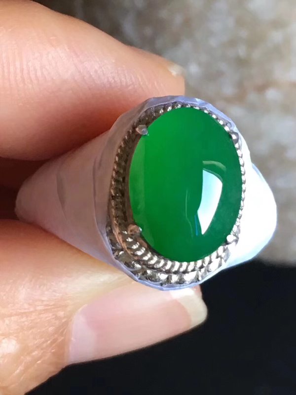 老坑冰种正阳绿色 翡翠戒指11.8-8.7-4.5mm图6