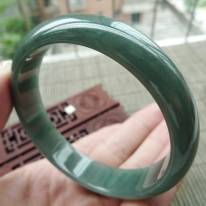 A货翡翠手镯 油青种满绿正装手镯60.3mm