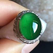 老坑冰種 帝王綠色天然緬甸翡翠戒指