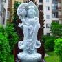 天然翡翠A货 精美浅春彩 大件莲花观音摆件