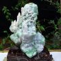 糯种三彩阳绿山水翡翠大摆件