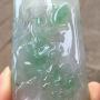 老坑料冰种俏阳绿文殊菩萨 翡翠吊坠 冰透起光