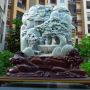 540.520.200寸糯种春彩飘黄翡山水翡翠摆件