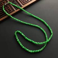 翠綠佛珠天然翡翠項鏈 直徑4毫米