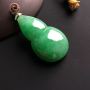 糯冰种满绿 葫芦翡翠吊坠 18K金扣 尺寸39-23-10毫米
