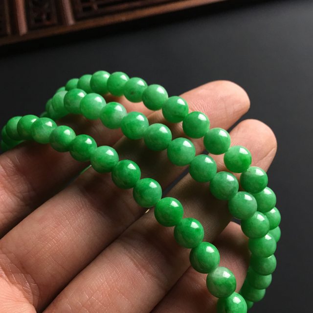 阳绿天然翡翠佛珠项链 直径7毫米图3