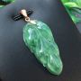 冰绿飘花起光f翡翠福叶吊坠