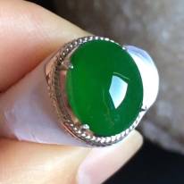 12.2-9.8-4.8寸老坑冰種 辣陽綠色 緬甸天然翡翠戒指