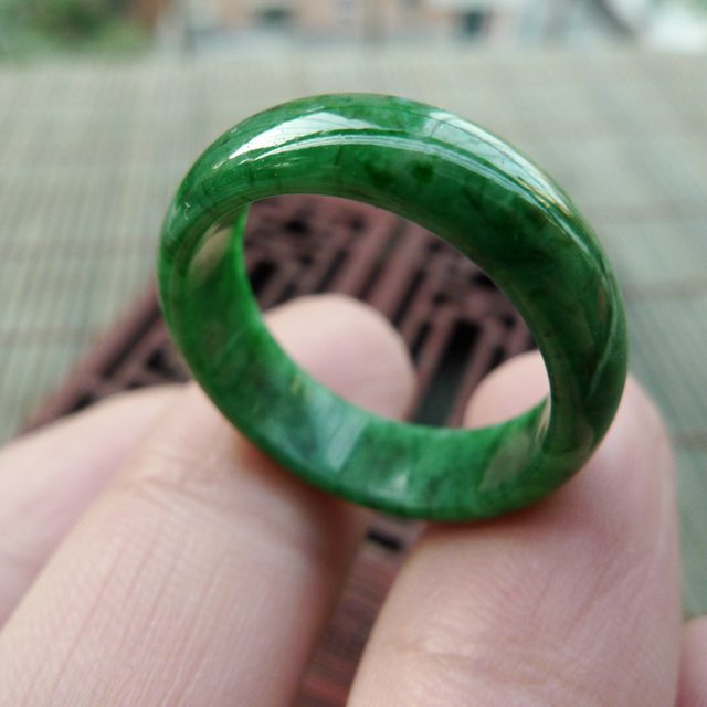 19*6.5*3mm冰油種飄綠花戒指 緬甸天然翡翠戒指圖4