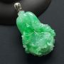 巧雕阳绿财源滚滚翡翠吊坠 18k金扣 尺寸:44-29.6-11.5毫米