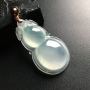 冰种飘花 葫芦翡翠吊坠 18K金扣 种好水润 尺寸35-19-7.5毫米