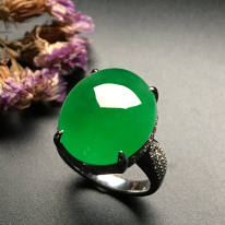 冰種滿綠 天然翡翠戒指