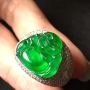 16.5*15.54寸玻璃种帝王绿 缅甸天然翡翠戒指