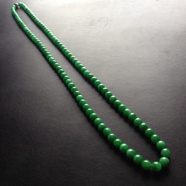 冰种阳绿 天然翡翠项链 单颗尺寸7.5毫米图6