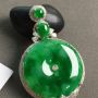 冰种满绿翡翠吊坠 翡翠平安扣吊坠