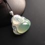 糯冰种晴底佛公 翡翠吊坠 裸石尺寸26-25-7毫米